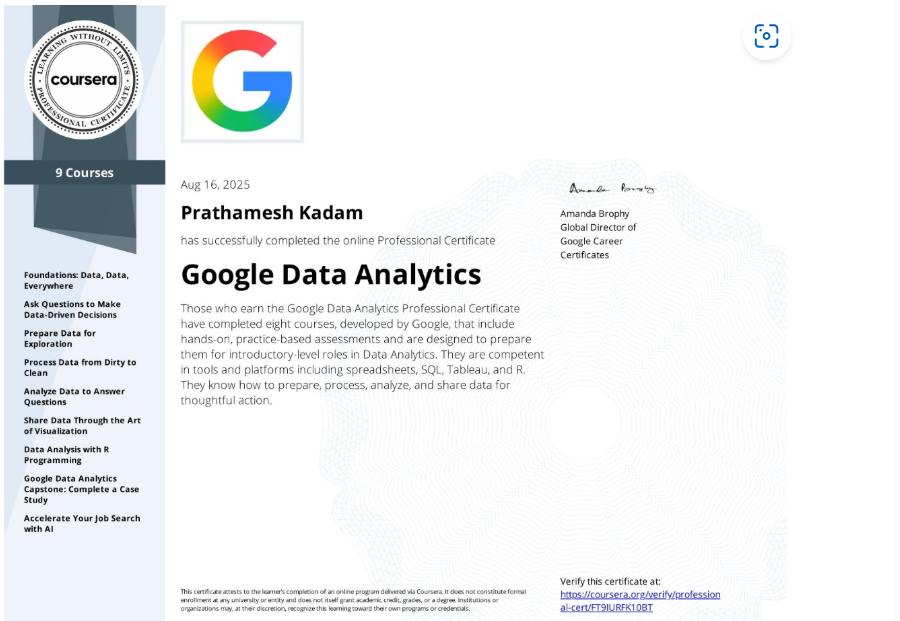 Google Data Analytics Specialization