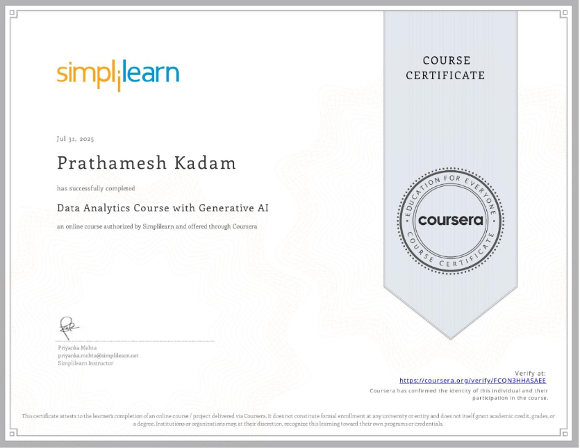 Data Analytics Course with Generative AI
