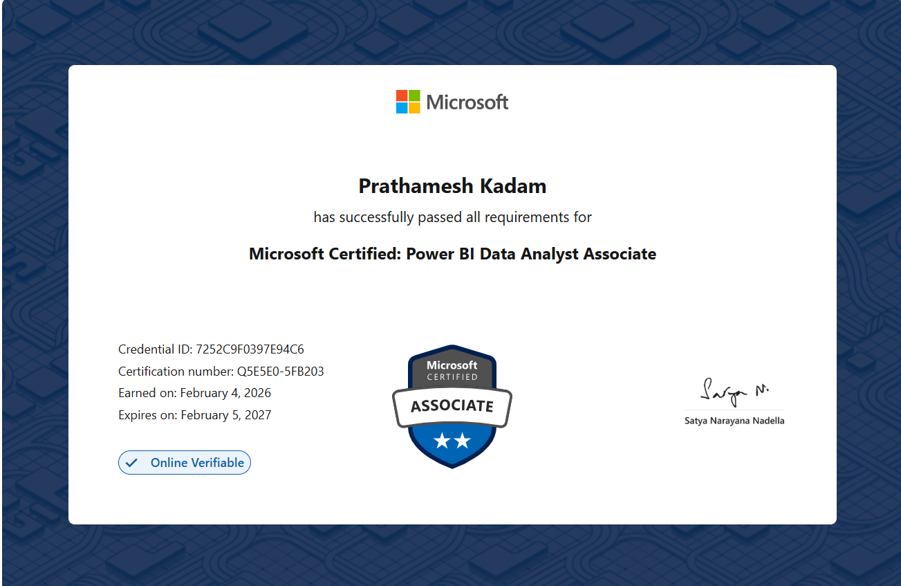 Microsoft Certified: Power BI Data Analyst Associate